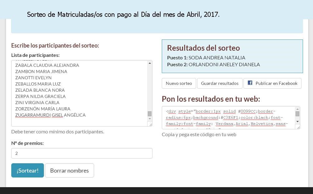 resulytado sorteo